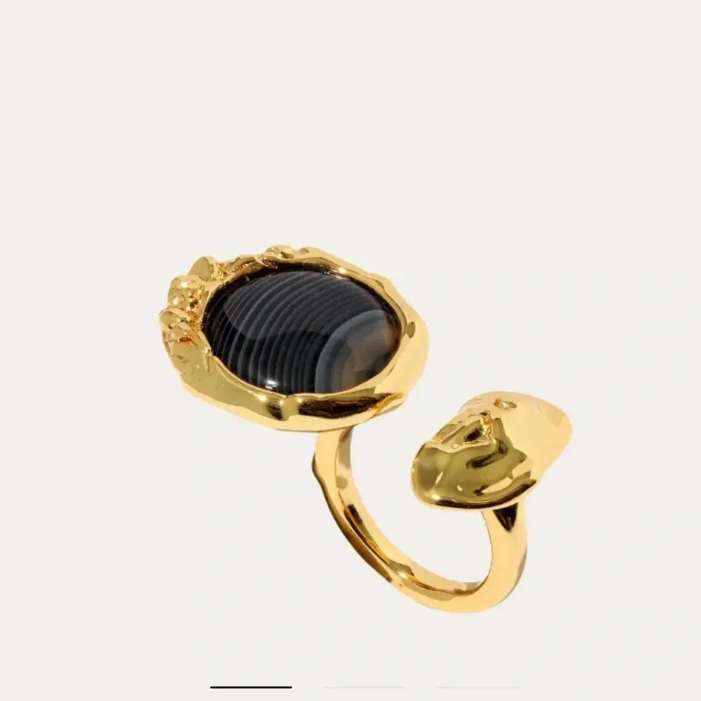 ALEXIS BITTAR Brut Banded Agate Coin Open Statement Ring $245
